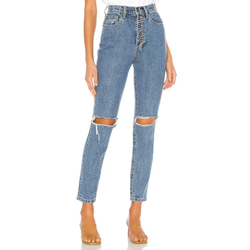WeWoreWhat Danielle High Rise Straight Jeans Blue Distressed WWDB58-1 Size 27